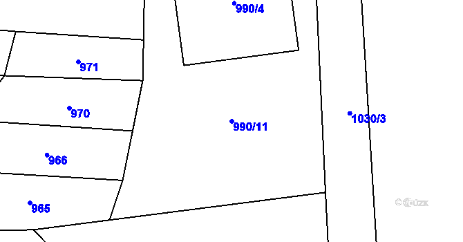 Parcela st. 990/11 v KÚ Drysice, Katastrální mapa