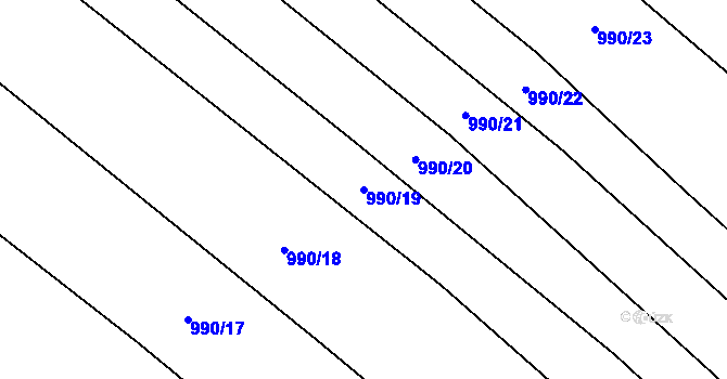 Parcela st. 990/19 v KÚ Drysice, Katastrální mapa