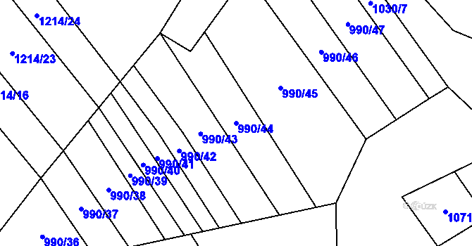 Parcela st. 990/44 v KÚ Drysice, Katastrální mapa