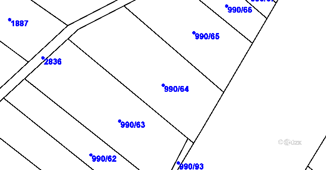 Parcela st. 990/64 v KÚ Drysice, Katastrální mapa