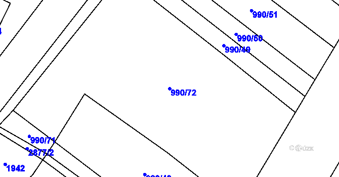 Parcela st. 990/72 v KÚ Drysice, Katastrální mapa