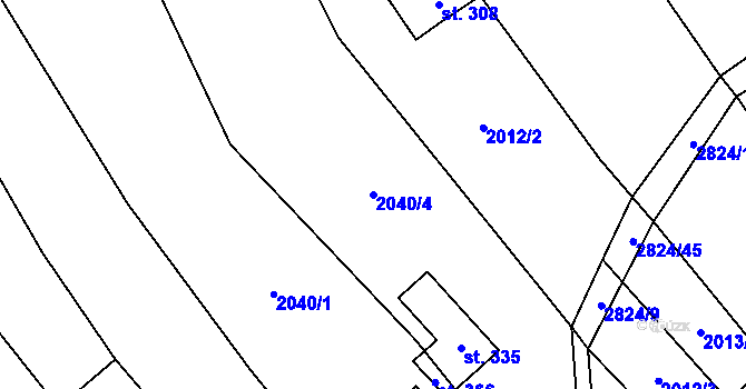 Parcela st. 2040/4 v KÚ Drysice, Katastrální mapa