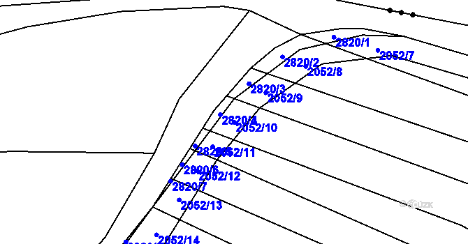 Parcela st. 2052/10 v KÚ Drysice, Katastrální mapa