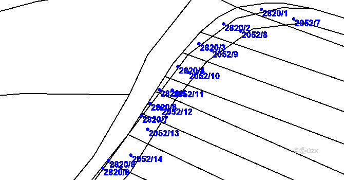Parcela st. 2052/11 v KÚ Drysice, Katastrální mapa