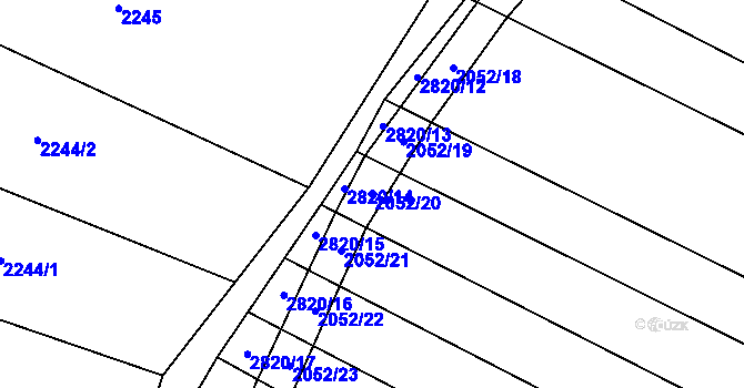Parcela st. 2052/20 v KÚ Drysice, Katastrální mapa