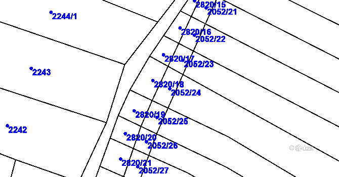 Parcela st. 2052/24 v KÚ Drysice, Katastrální mapa