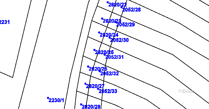 Parcela st. 2052/31 v KÚ Drysice, Katastrální mapa