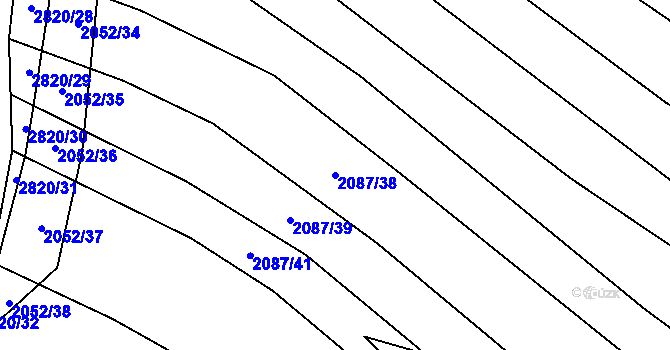 Parcela st. 2087/38 v KÚ Drysice, Katastrální mapa
