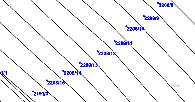 Parcela st. 2208/12 v KÚ Drysice, Katastrální mapa