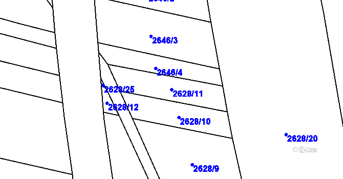 Parcela st. 2628/11 v KÚ Drysice, Katastrální mapa