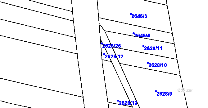 Parcela st. 2628/12 v KÚ Drysice, Katastrální mapa