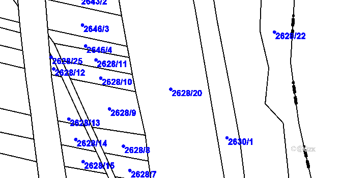 Parcela st. 2628/20 v KÚ Drysice, Katastrální mapa