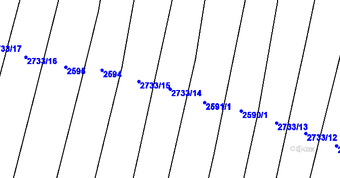 Parcela st. 2733/14 v KÚ Drysice, Katastrální mapa