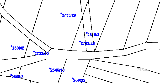 Parcela st. 2733/28 v KÚ Drysice, Katastrální mapa