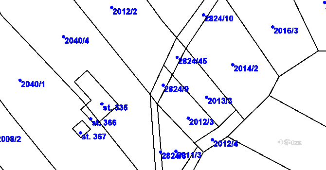 Parcela st. 2824/9 v KÚ Drysice, Katastrální mapa