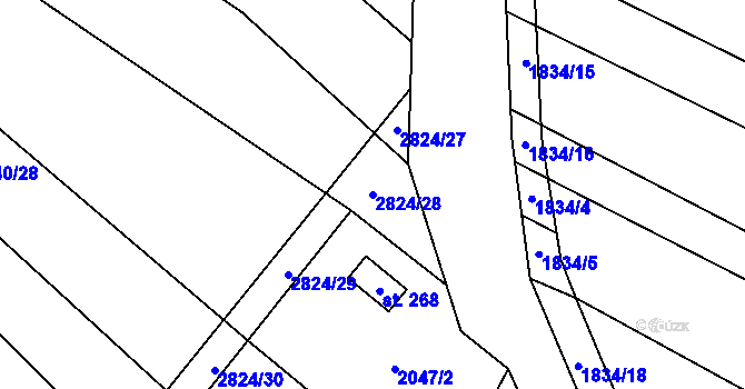 Parcela st. 2824/28 v KÚ Drysice, Katastrální mapa