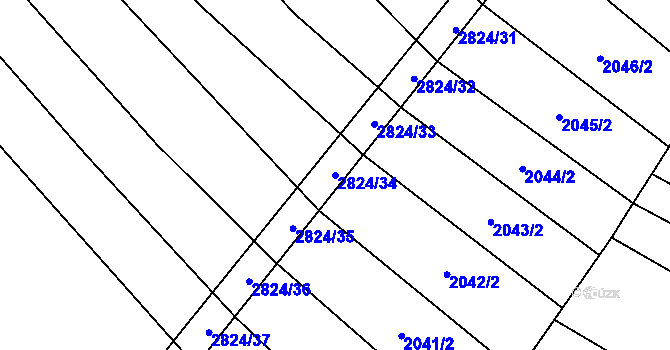 Parcela st. 2824/34 v KÚ Drysice, Katastrální mapa