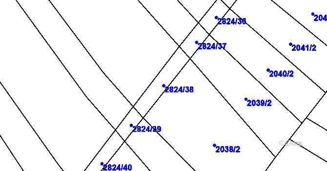 Parcela st. 2824/38 v KÚ Drysice, Katastrální mapa