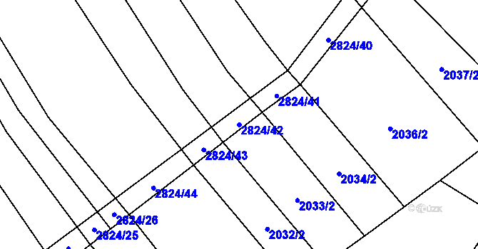 Parcela st. 2824/42 v KÚ Drysice, Katastrální mapa