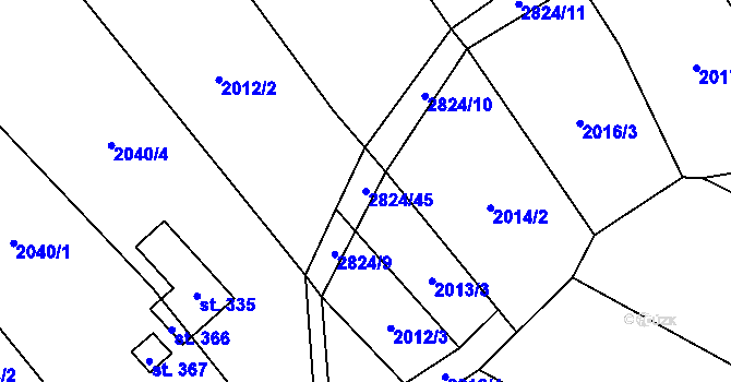Parcela st. 2824/45 v KÚ Drysice, Katastrální mapa