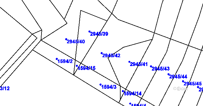 Parcela st. 2945/42 v KÚ Drysice, Katastrální mapa