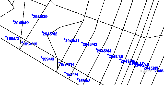 Parcela st. 2945/43 v KÚ Drysice, Katastrální mapa