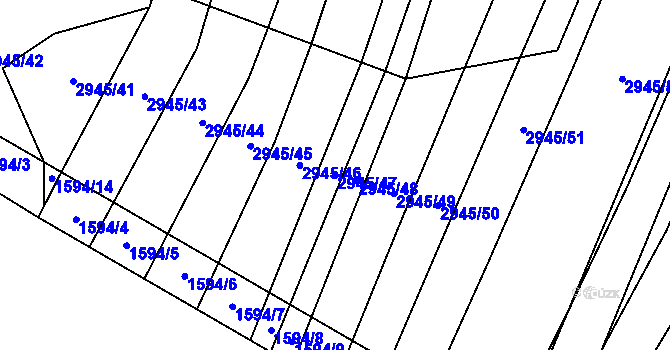 Parcela st. 2945/47 v KÚ Drysice, Katastrální mapa