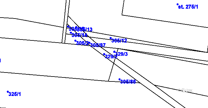 Parcela st. 329/2 v KÚ Drysice, Katastrální mapa