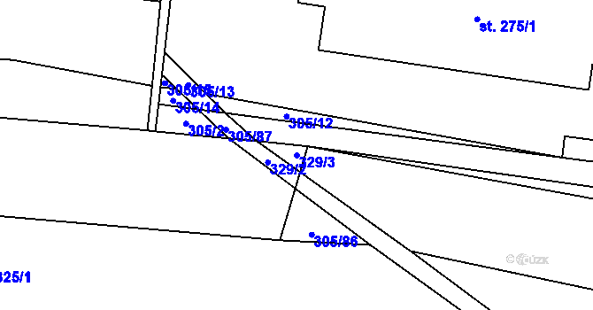 Parcela st. 329/3 v KÚ Drysice, Katastrální mapa