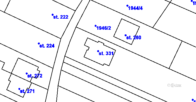 Parcela st. 331 v KÚ Drysice, Katastrální mapa