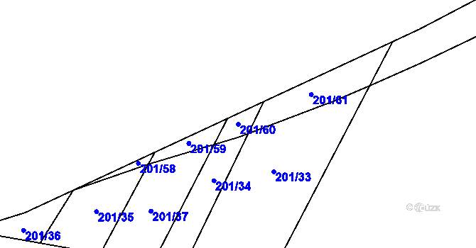 Parcela st. 201/60 v KÚ Drysice, Katastrální mapa