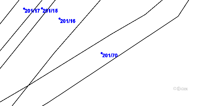 Parcela st. 201/70 v KÚ Drysice, Katastrální mapa