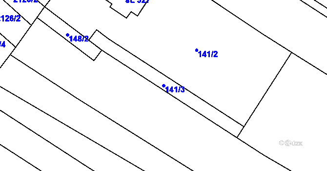 Parcela st. 141/3 v KÚ Drysice, Katastrální mapa