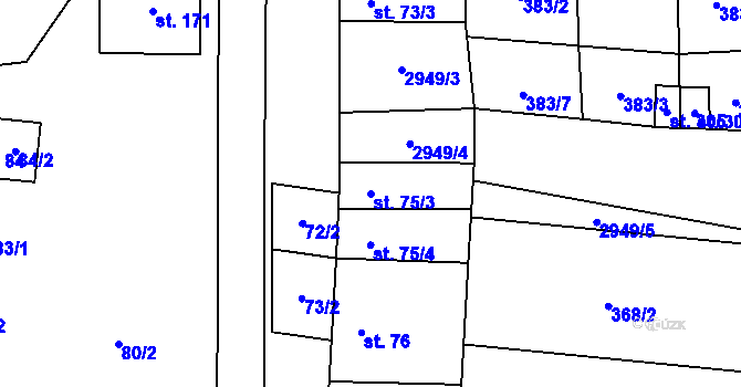 Parcela st. 75/3 v KÚ Drysice, Katastrální mapa