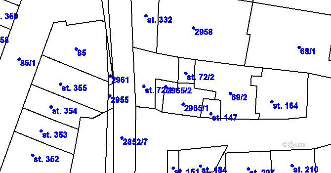 Parcela st. 2965/2 v KÚ Drysice, Katastrální mapa