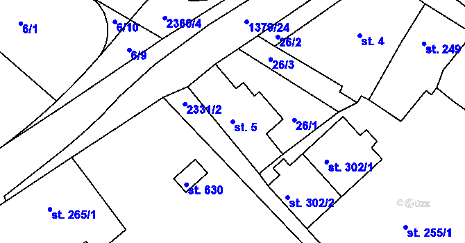 Parcela st. 5 v KÚ Držkov, Katastrální mapa