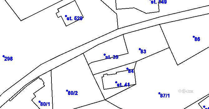 Parcela st. 39 v KÚ Držkov, Katastrální mapa