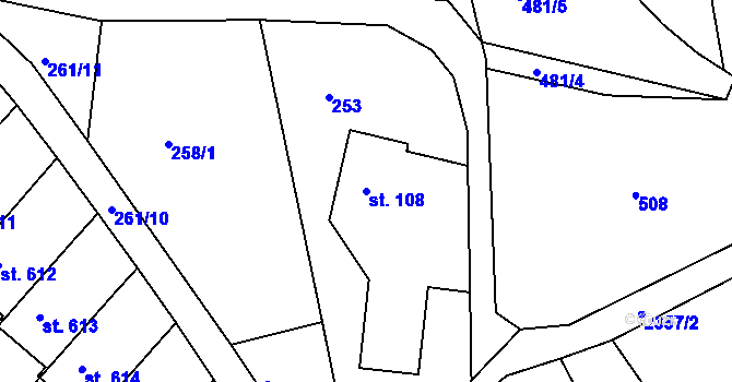 Parcela st. 108 v KÚ Držkov, Katastrální mapa