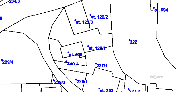 Parcela st. 122/1 v KÚ Držkov, Katastrální mapa