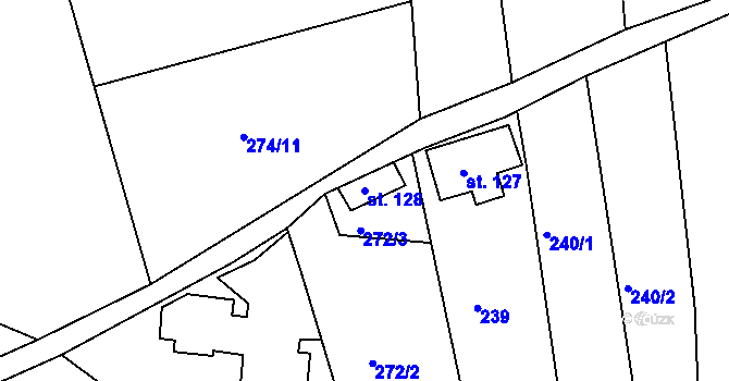 Parcela st. 128 v KÚ Držkov, Katastrální mapa