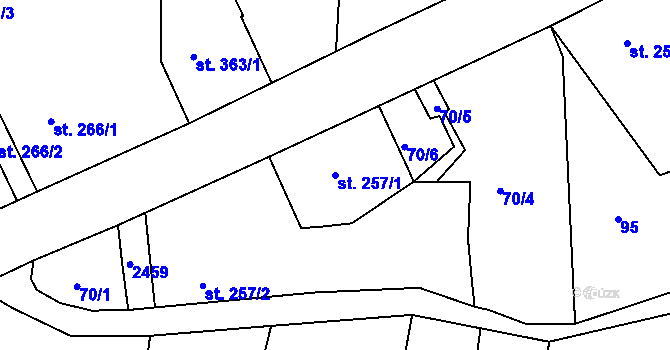 Parcela st. 257/1 v KÚ Držkov, Katastrální mapa