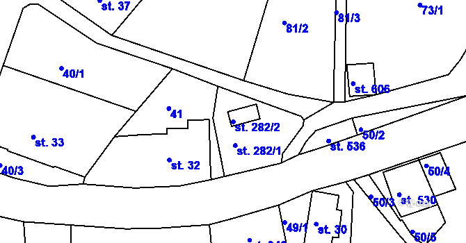 Parcela st. 282/2 v KÚ Držkov, Katastrální mapa