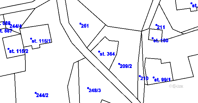 Parcela st. 364 v KÚ Držkov, Katastrální mapa