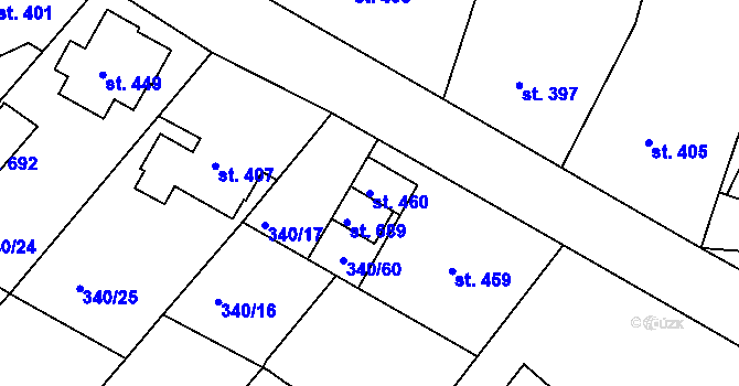 Parcela st. 460 v KÚ Držkov, Katastrální mapa