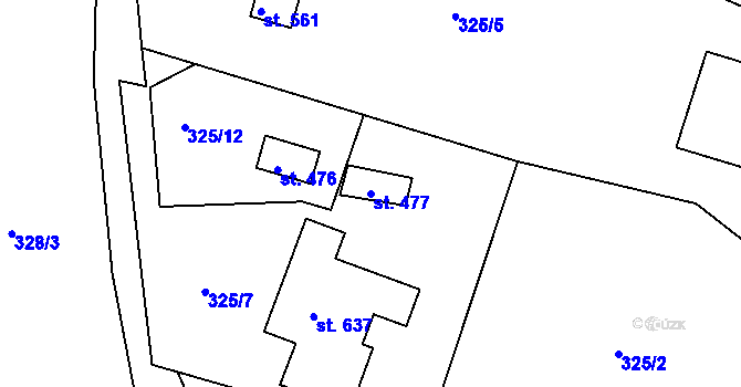 Parcela st. 477 v KÚ Držkov, Katastrální mapa