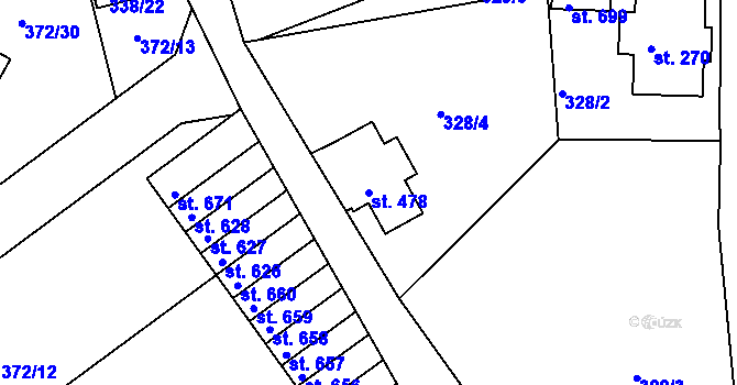 Parcela st. 478 v KÚ Držkov, Katastrální mapa