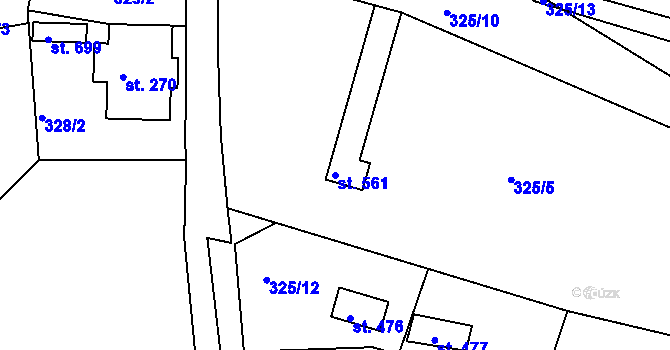 Parcela st. 561 v KÚ Držkov, Katastrální mapa