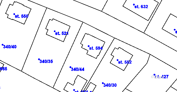 Parcela st. 594 v KÚ Držkov, Katastrální mapa