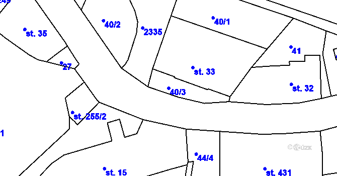 Parcela st. 40/3 v KÚ Držkov, Katastrální mapa