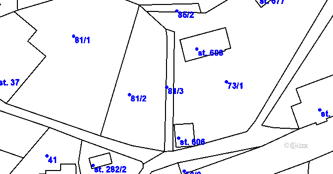 Parcela st. 81/3 v KÚ Držkov, Katastrální mapa